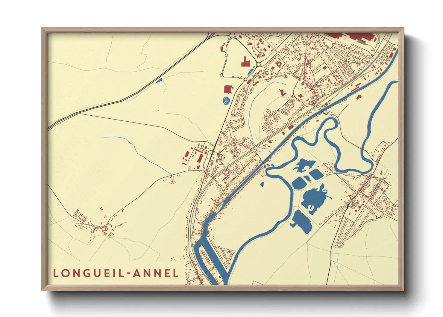 Une affiche de carte sur Longueil-Annel