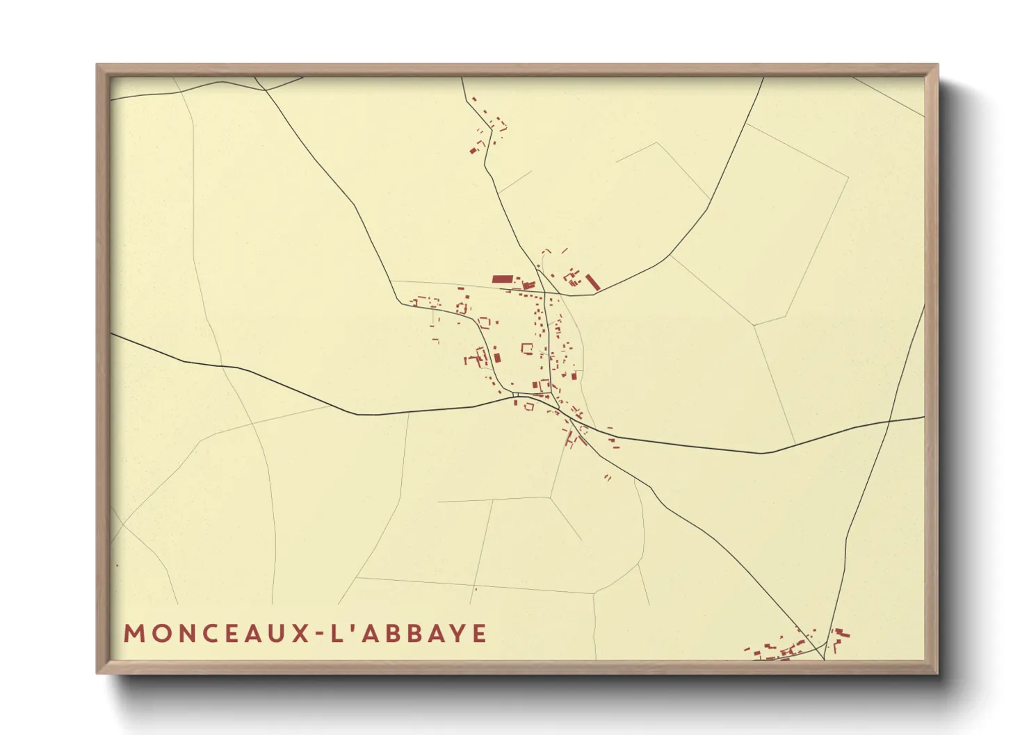 Une affiche de carte sur Monceaux-l'Abbaye
