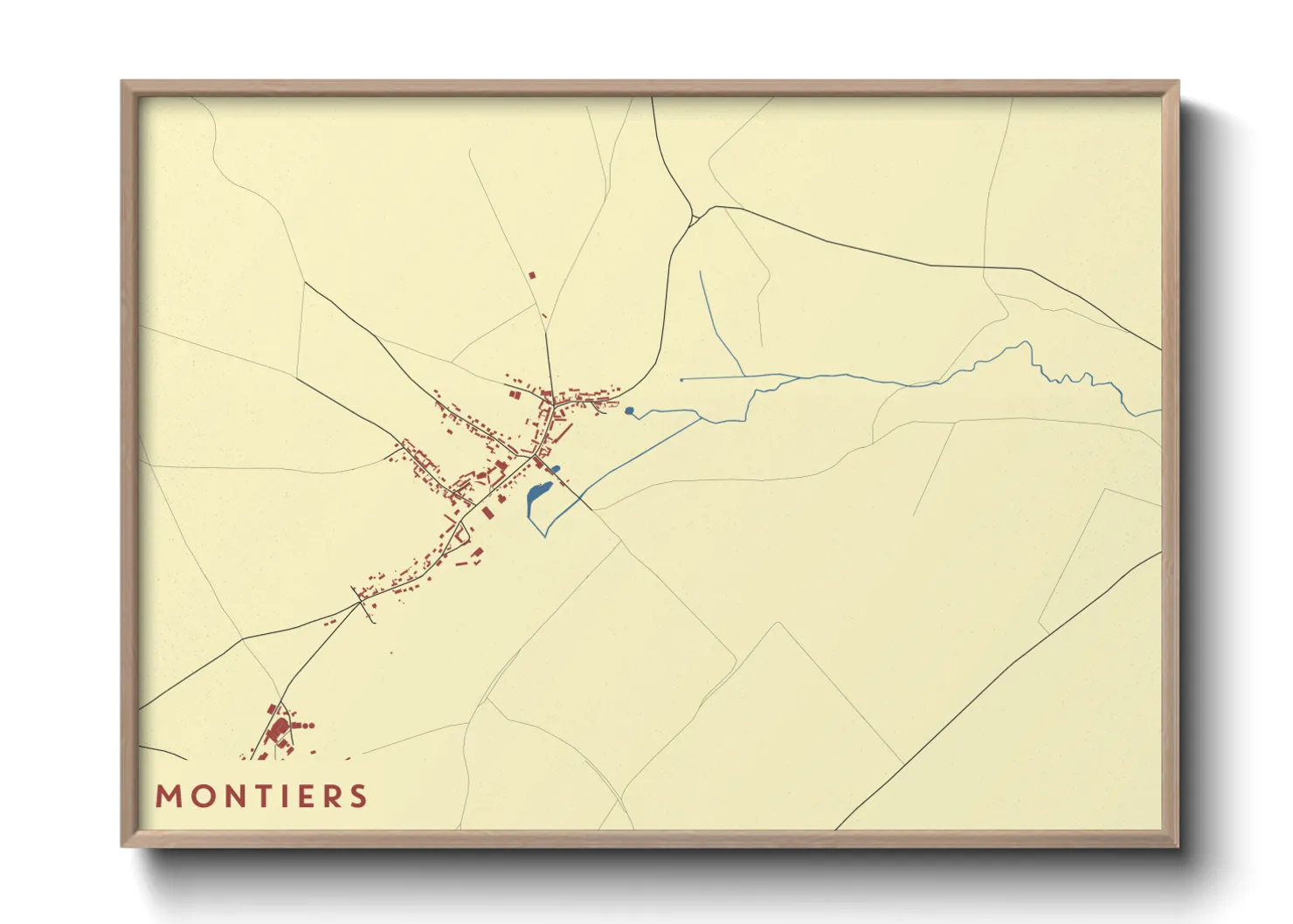Une affiche de carte sur Montiers