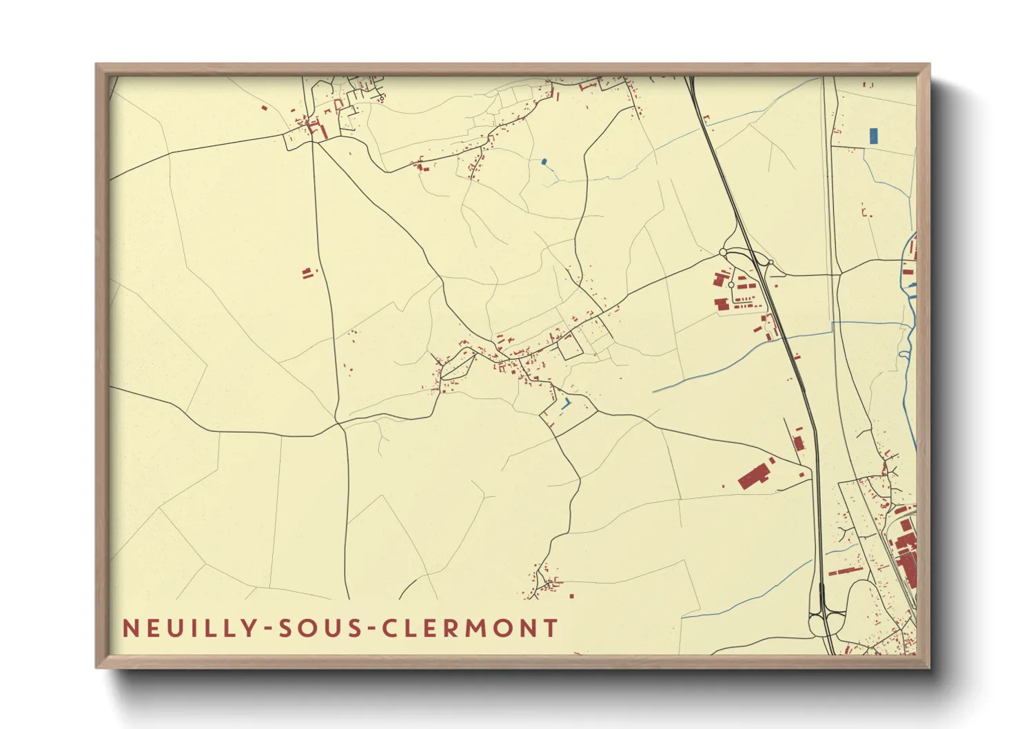 Une affiche de carte sur Neuilly-sous-Clermont