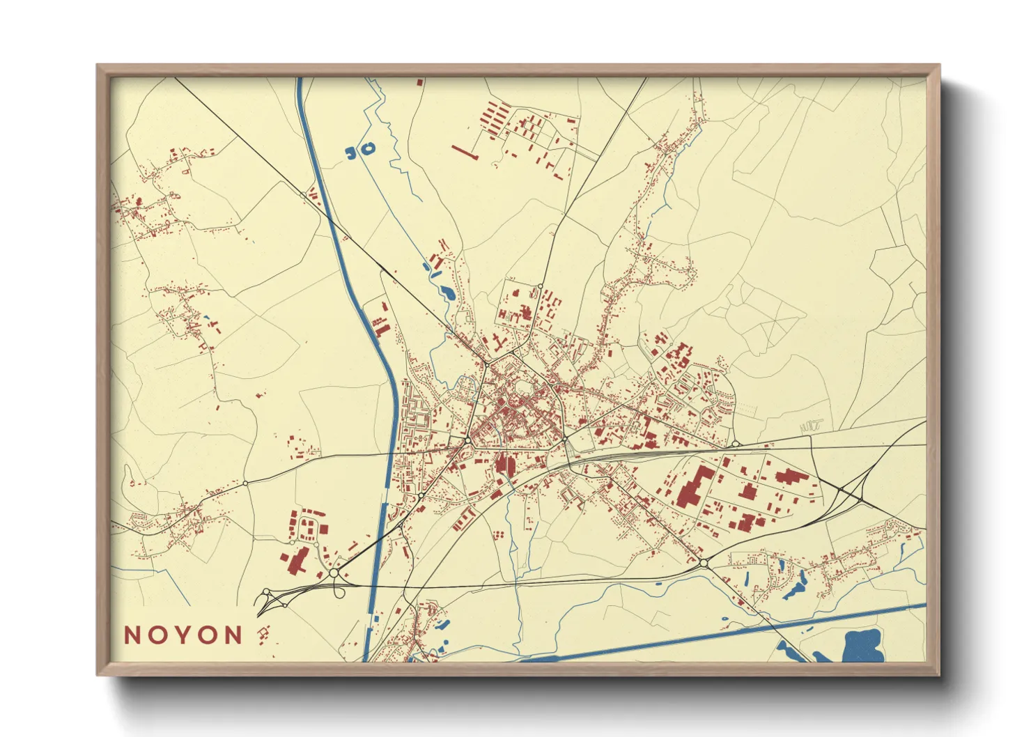 Une affiche de carte sur Noyon
