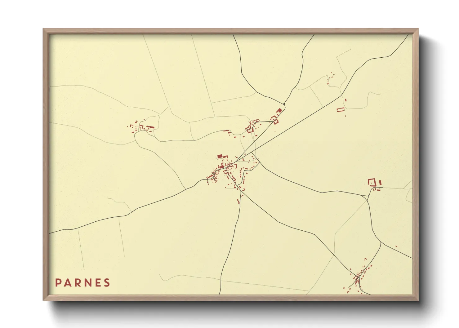 Une affiche de carte sur Parnes