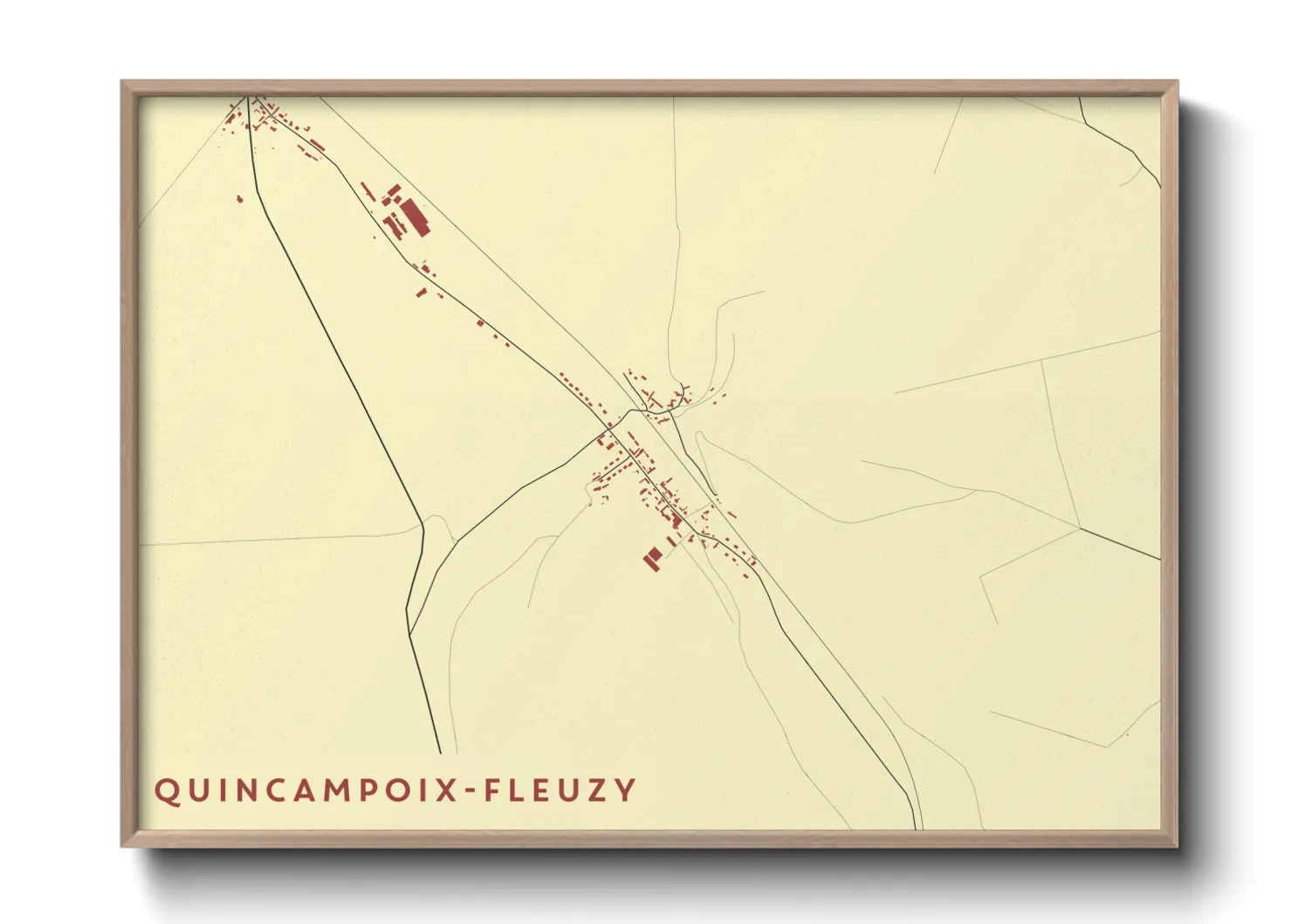 Une affiche de carte sur Quincampoix-Fleuzy