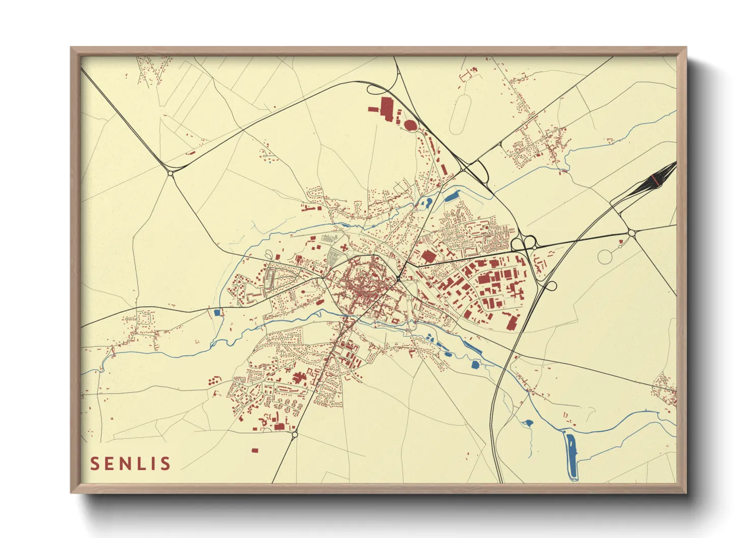 Une affiche de carte sur Senlis