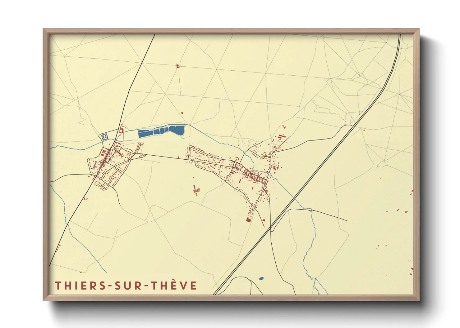 Une affiche de carte sur Thiers-sur-Thève