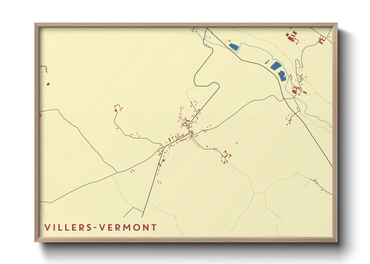 Une affiche de carte sur Villers-Vermont