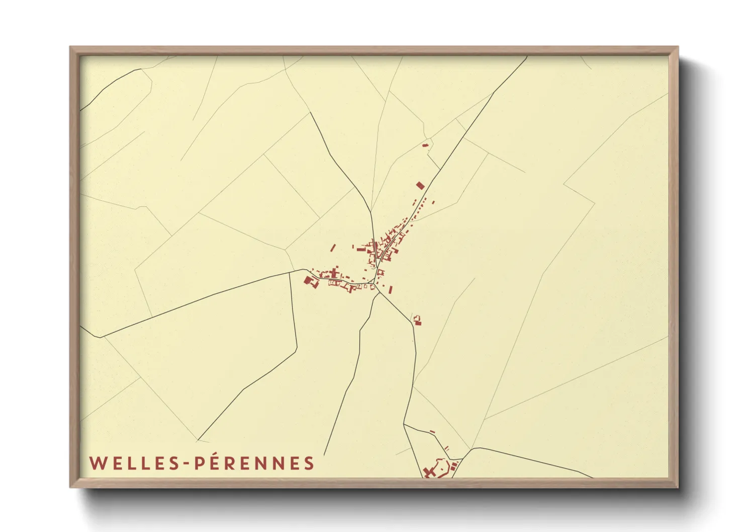 Une affiche de carte sur Welles-Pérennes