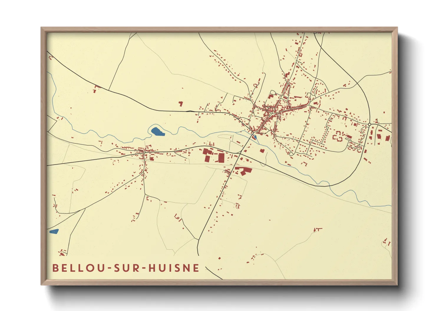 Une affiche de carte sur Bellou-sur-Huisne
