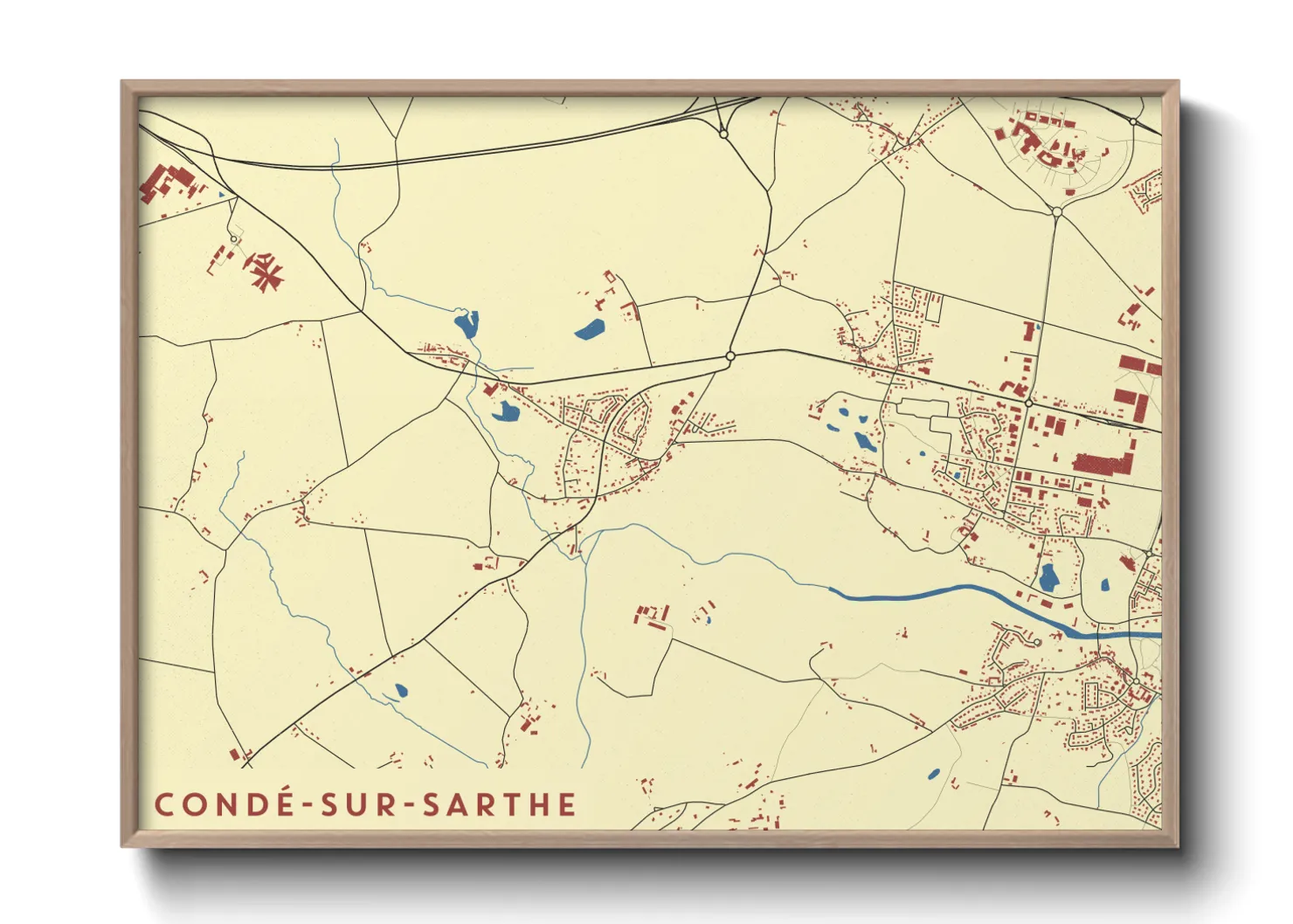 Une affiche de carte sur Condé-sur-Sarthe