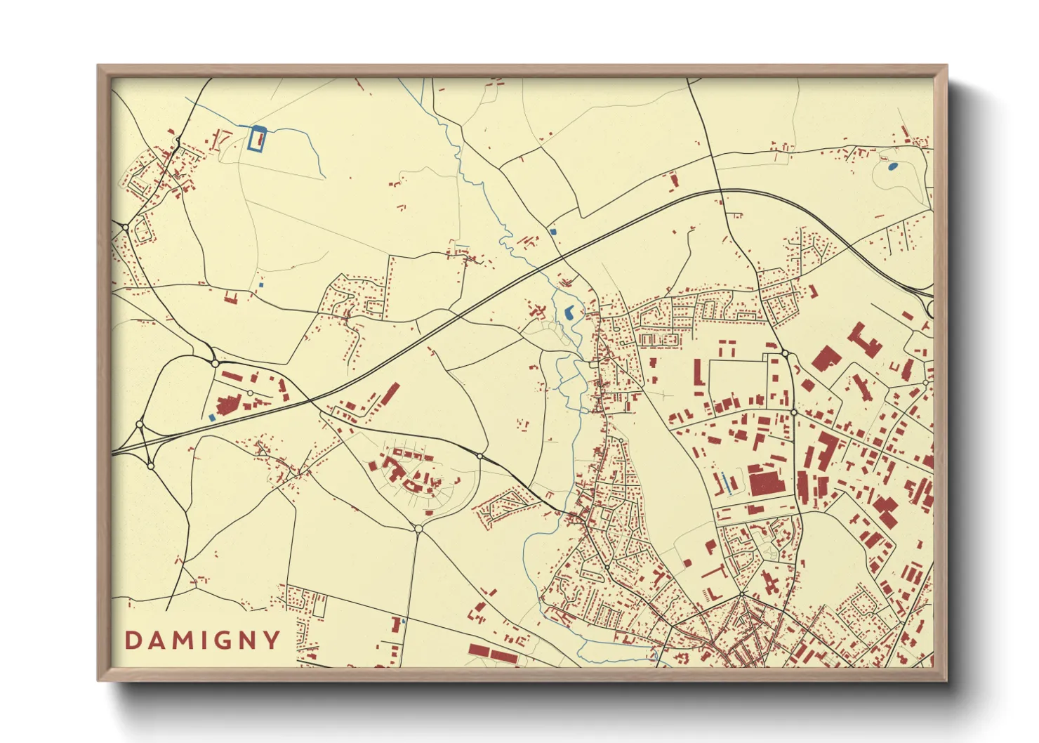 Une affiche de carte sur Damigny