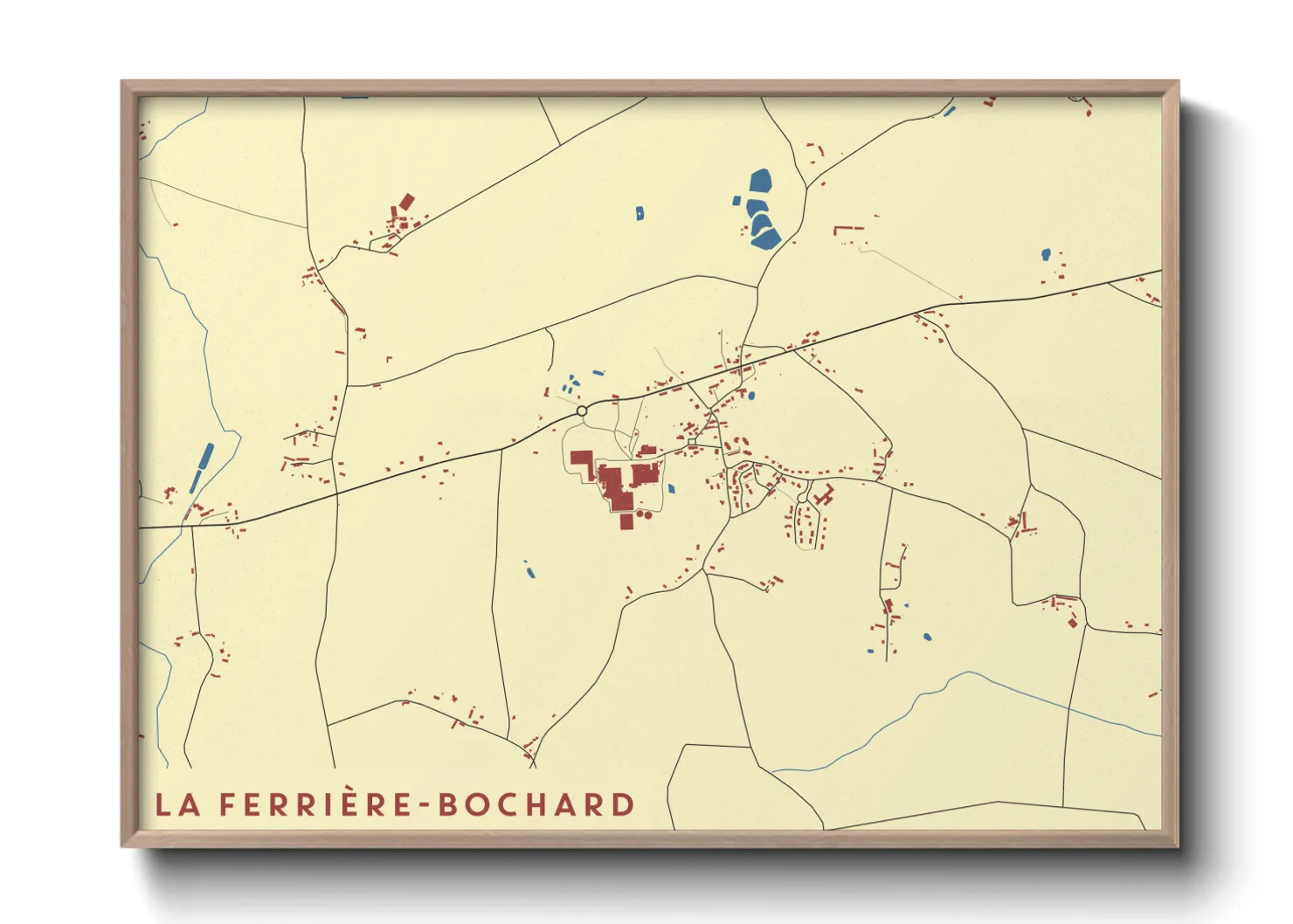 Une affiche de carte sur La Ferrière-Bochard