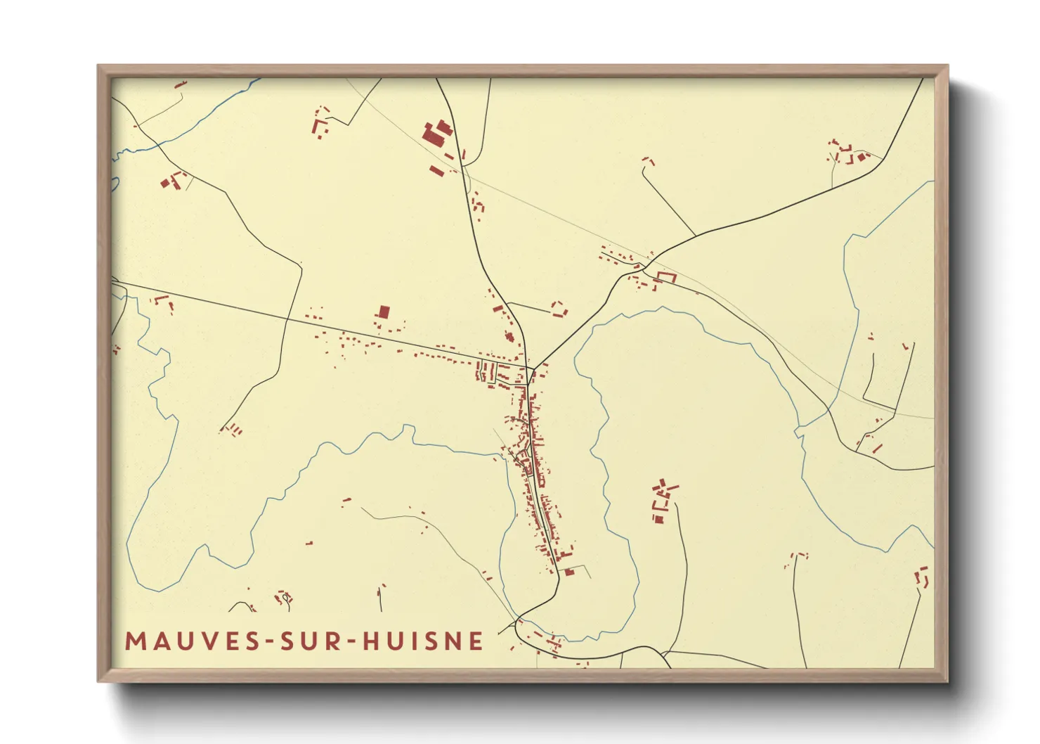Une affiche de carte sur Mauves-sur-Huisne
