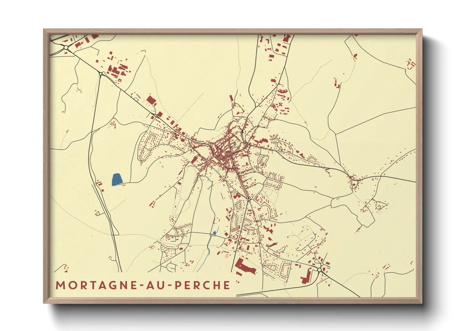 Une affiche de carte sur Mortagne-au-Perche