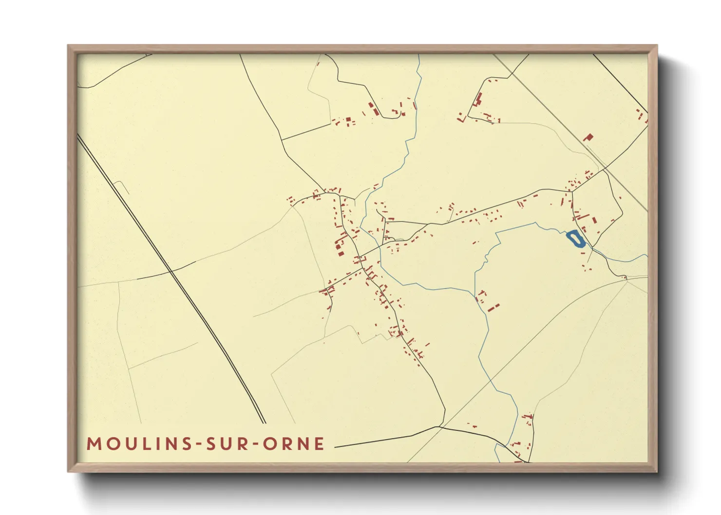 Une affiche de carte sur Moulins-sur-Orne