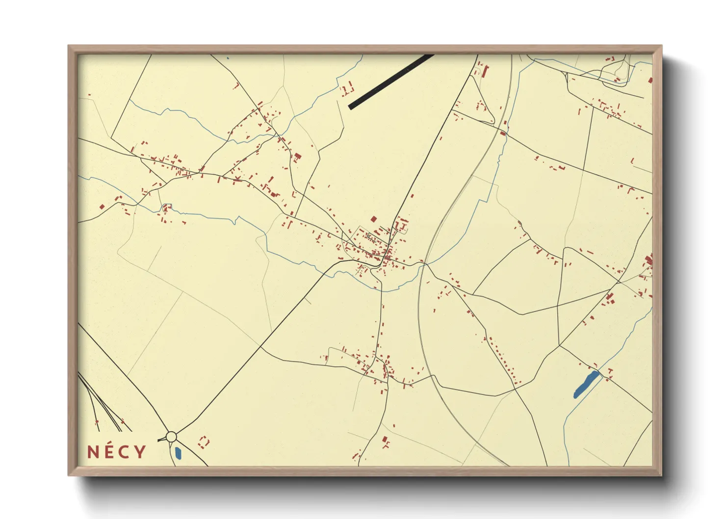 Une affiche de carte sur Nécy
