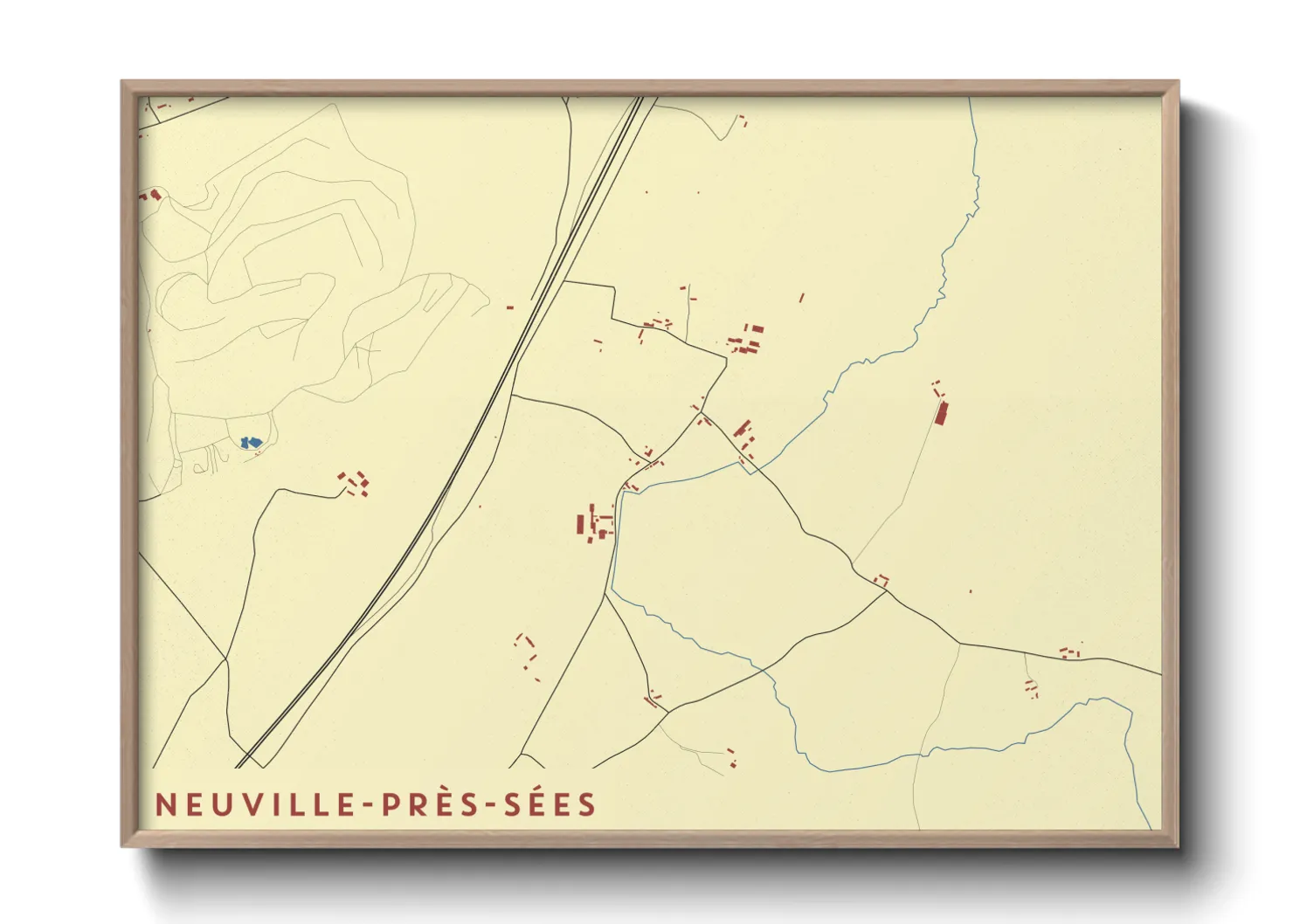Une affiche de carte sur Neuville-près-Sées