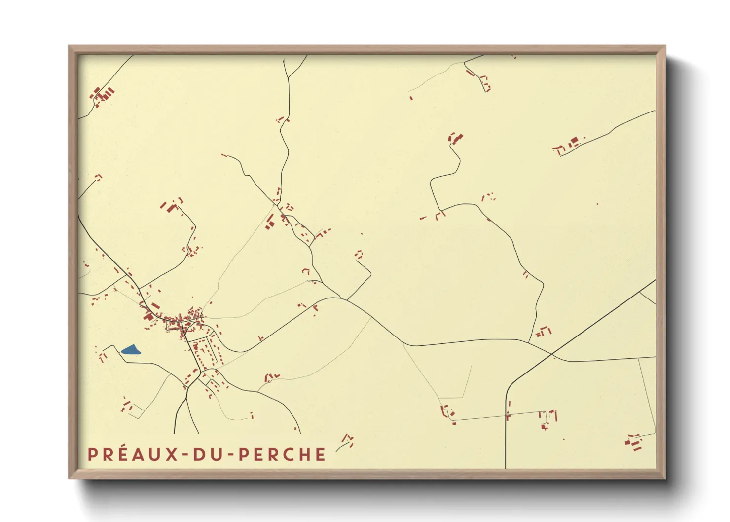 Une affiche de carte sur Préaux-du-Perche