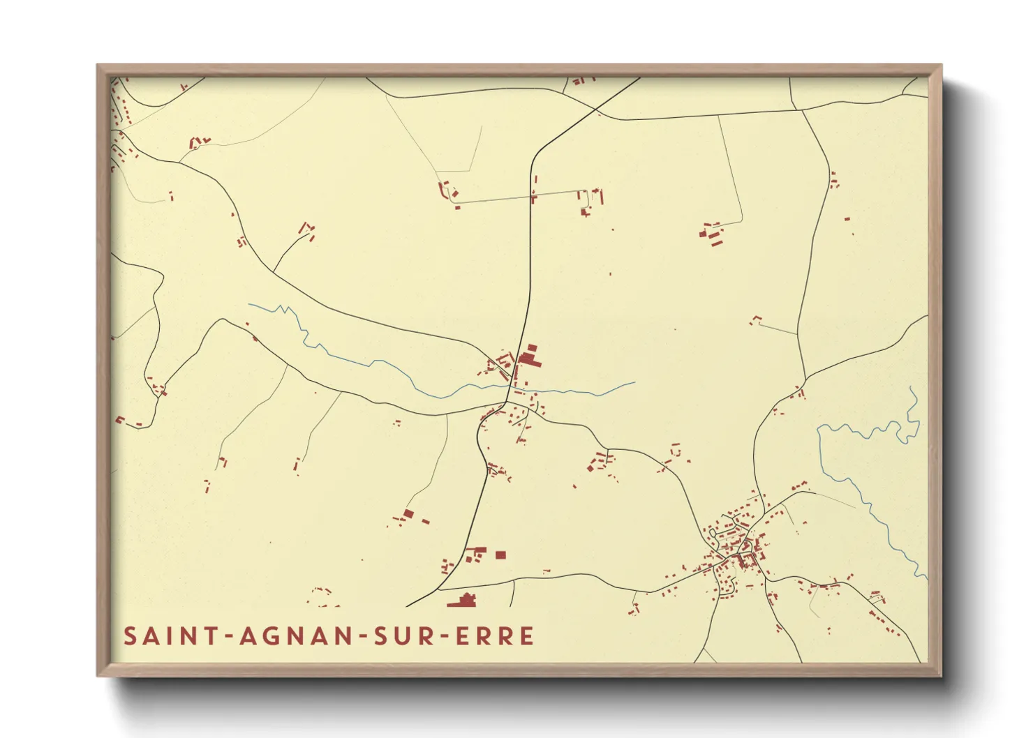 Une affiche de carte sur Saint-Agnan-sur-Erre