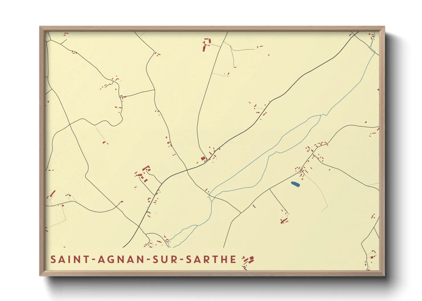 Une affiche de carte sur Saint-Agnan-sur-Sarthe