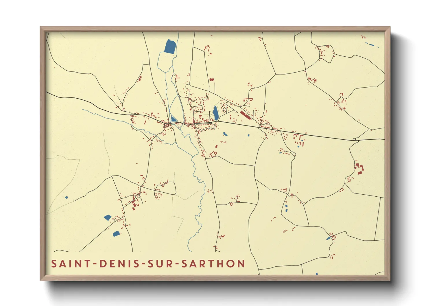 Une affiche de carte sur Saint-Denis-sur-Sarthon