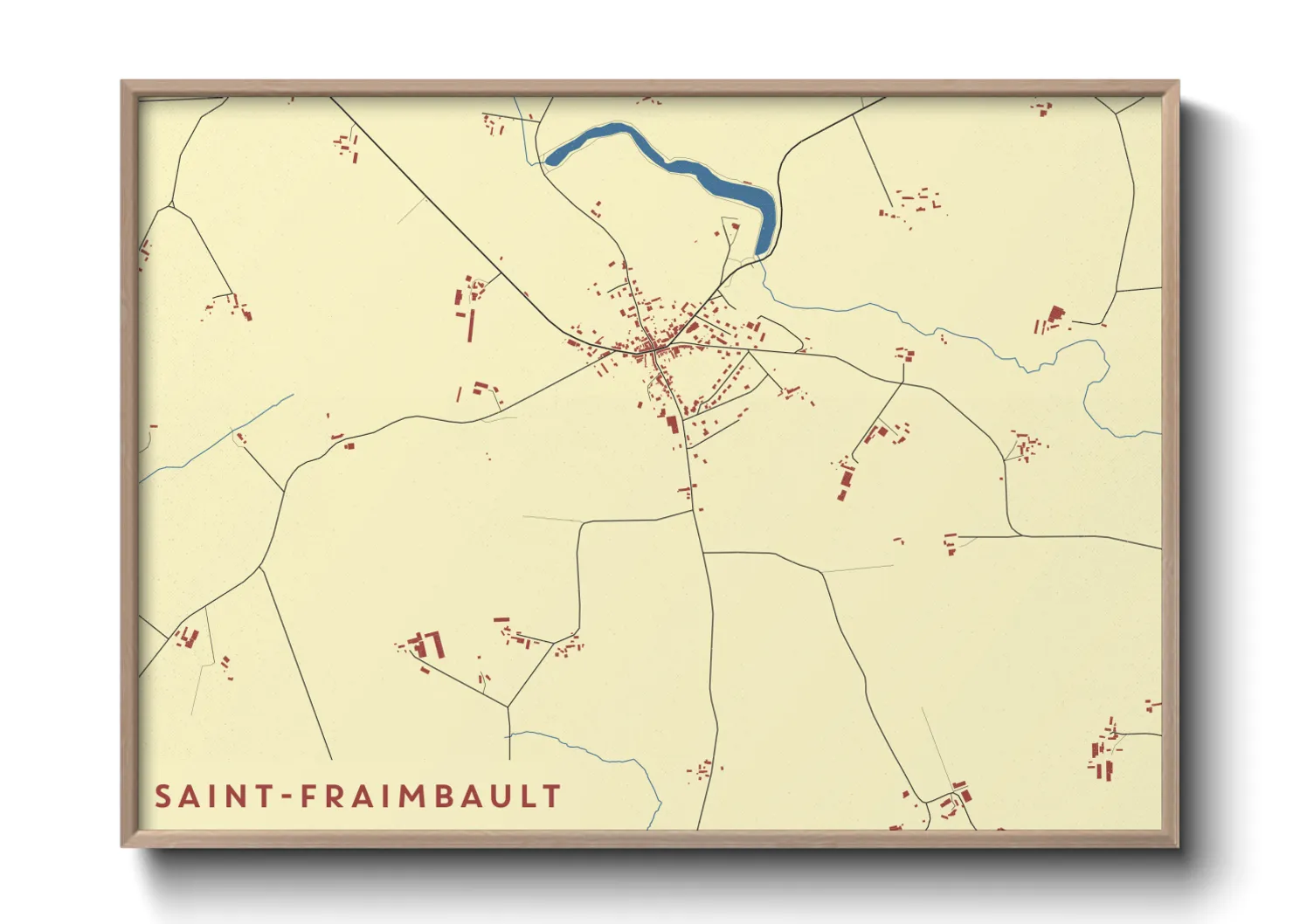 Une affiche de carte sur Saint-Fraimbault