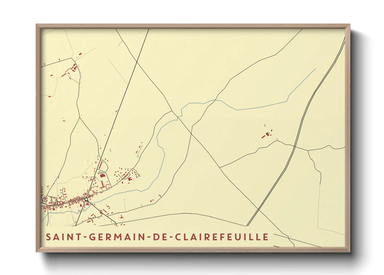 Une affiche de carte sur Saint-Germain-de-Clairefeuille