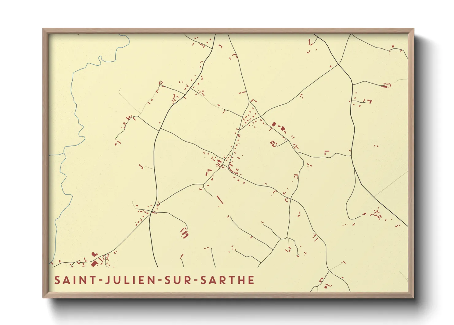 Une affiche de carte sur Saint-Julien-sur-Sarthe