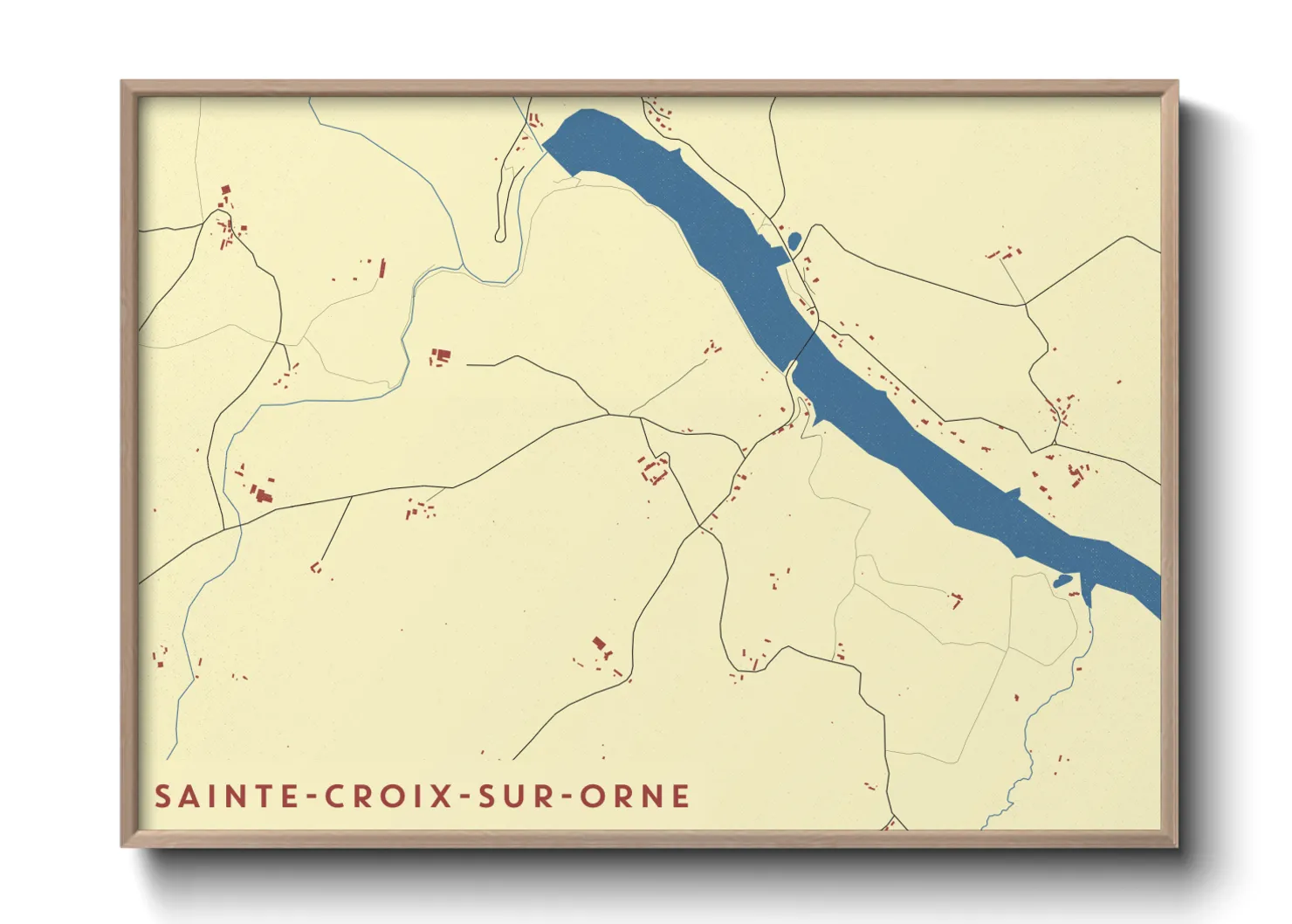 Une affiche de carte sur Sainte-Croix-sur-Orne