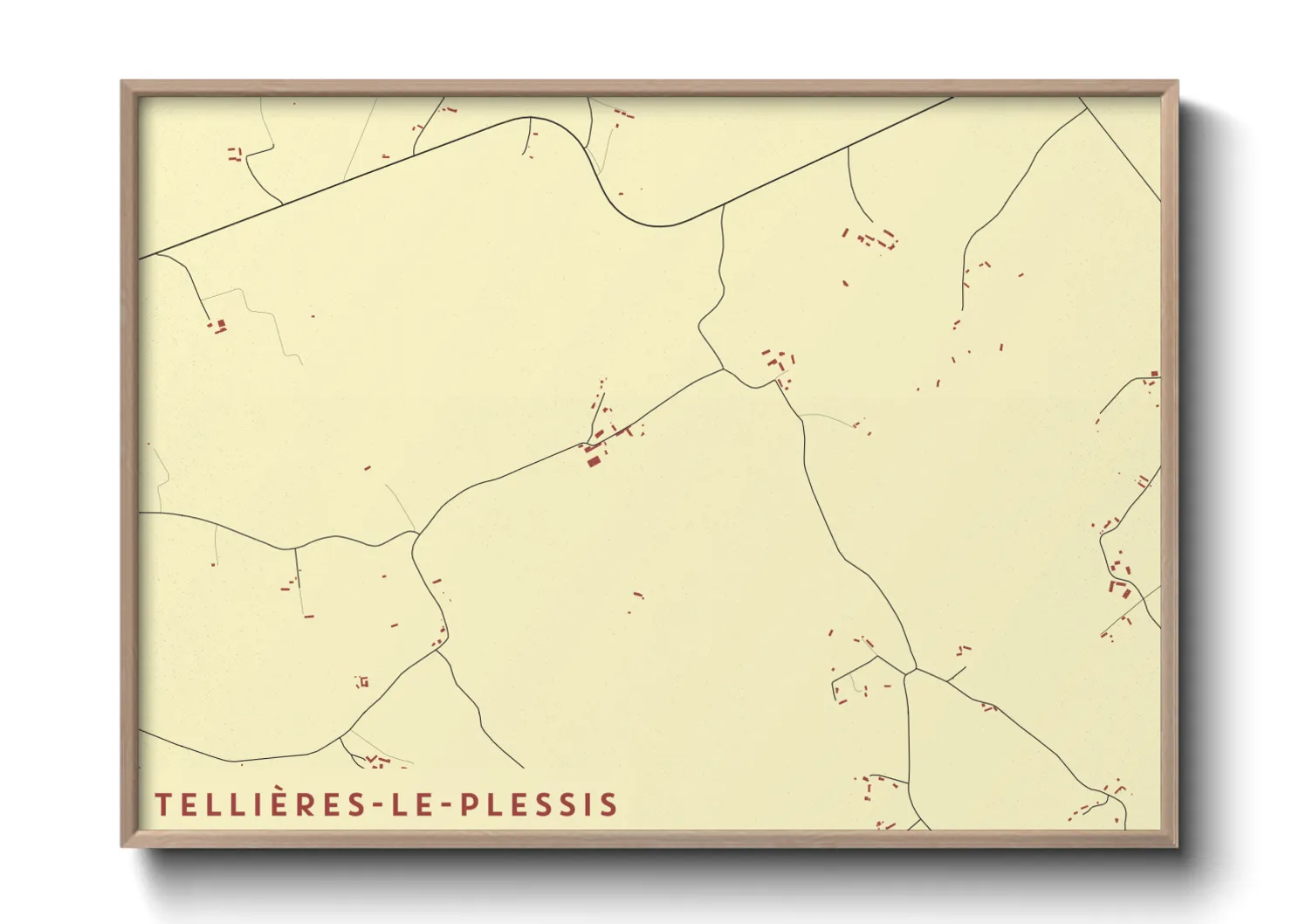 Une affiche de carte sur Tellières-le-Plessis