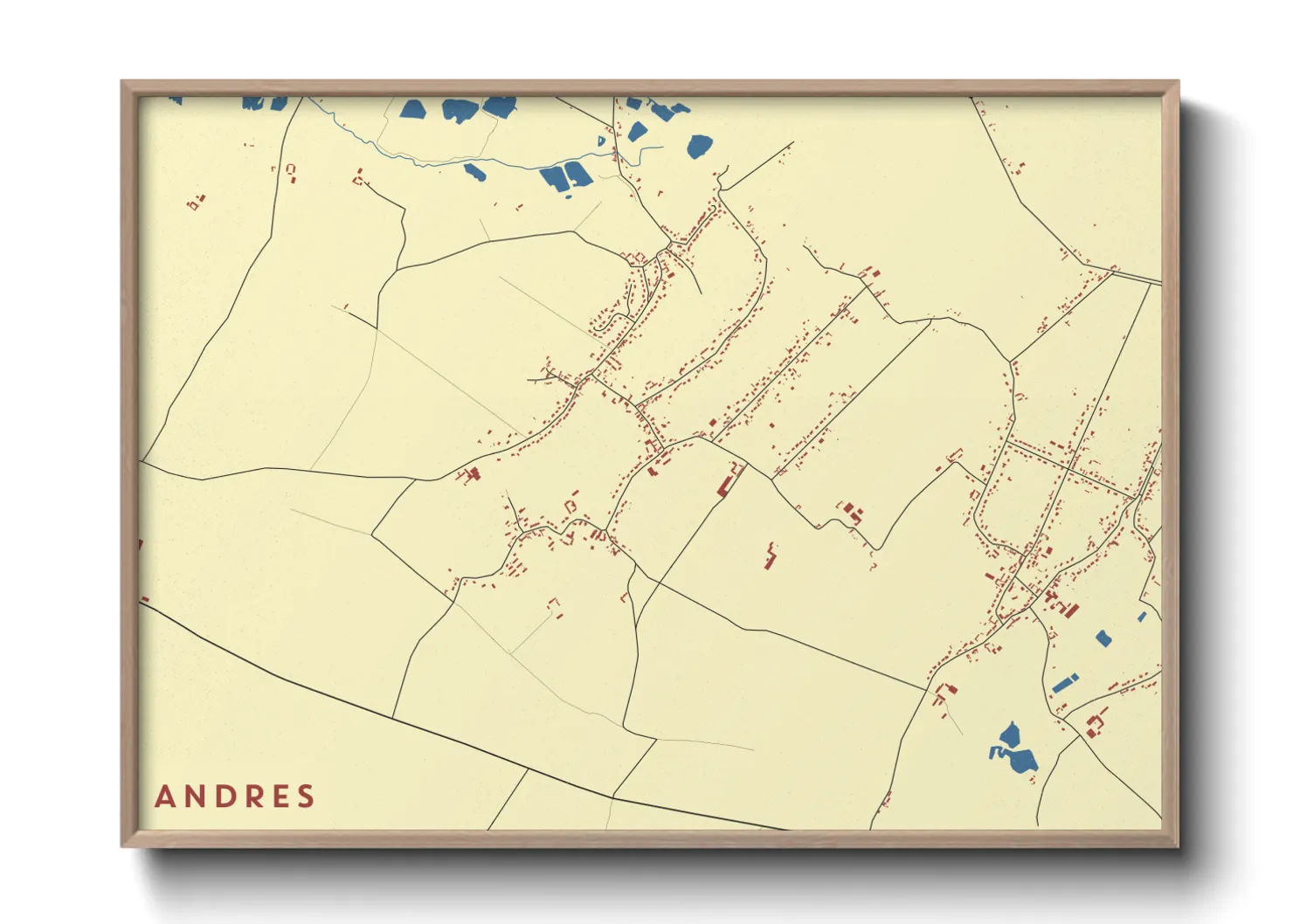 Une affiche de carte sur Andres