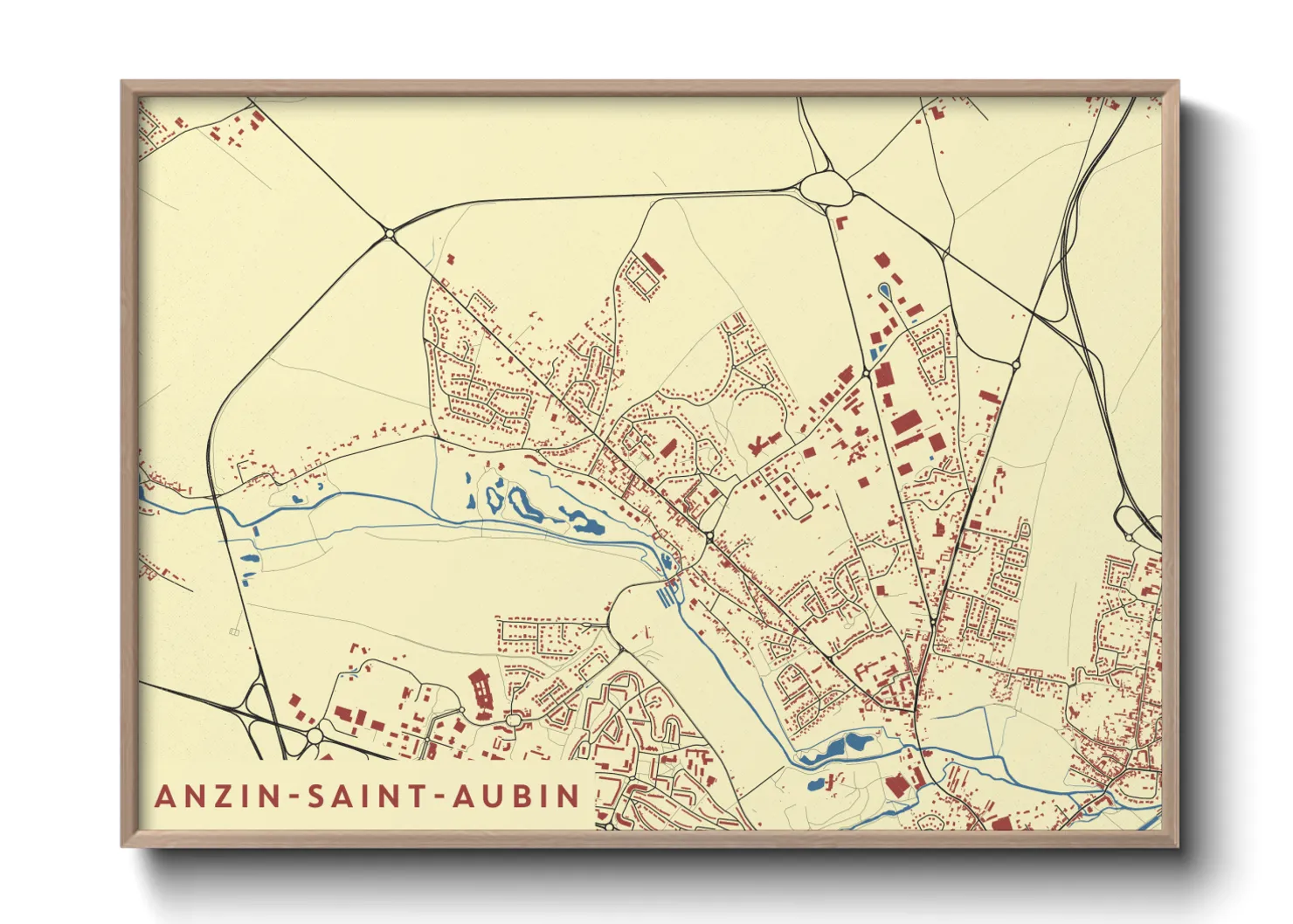 Une affiche de carte sur Anzin-Saint-Aubin
