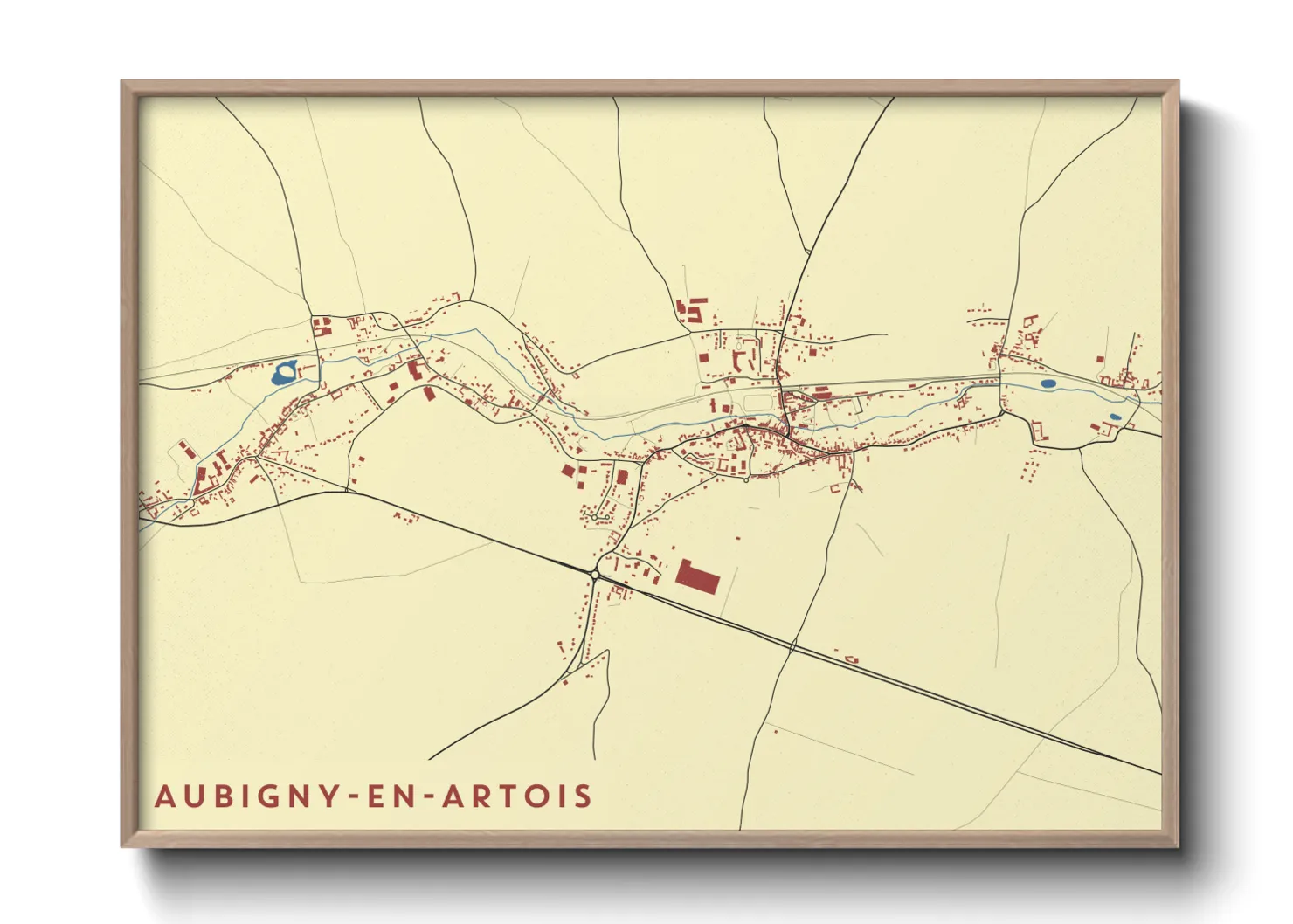 Une affiche de carte sur Aubigny-en-Artois