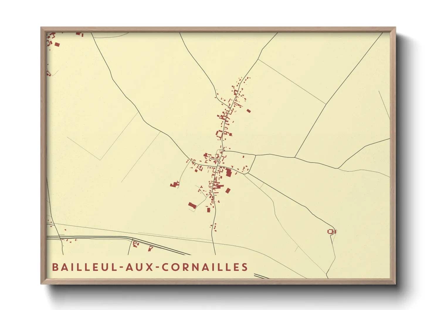 Une affiche de carte sur Bailleul-aux-Cornailles