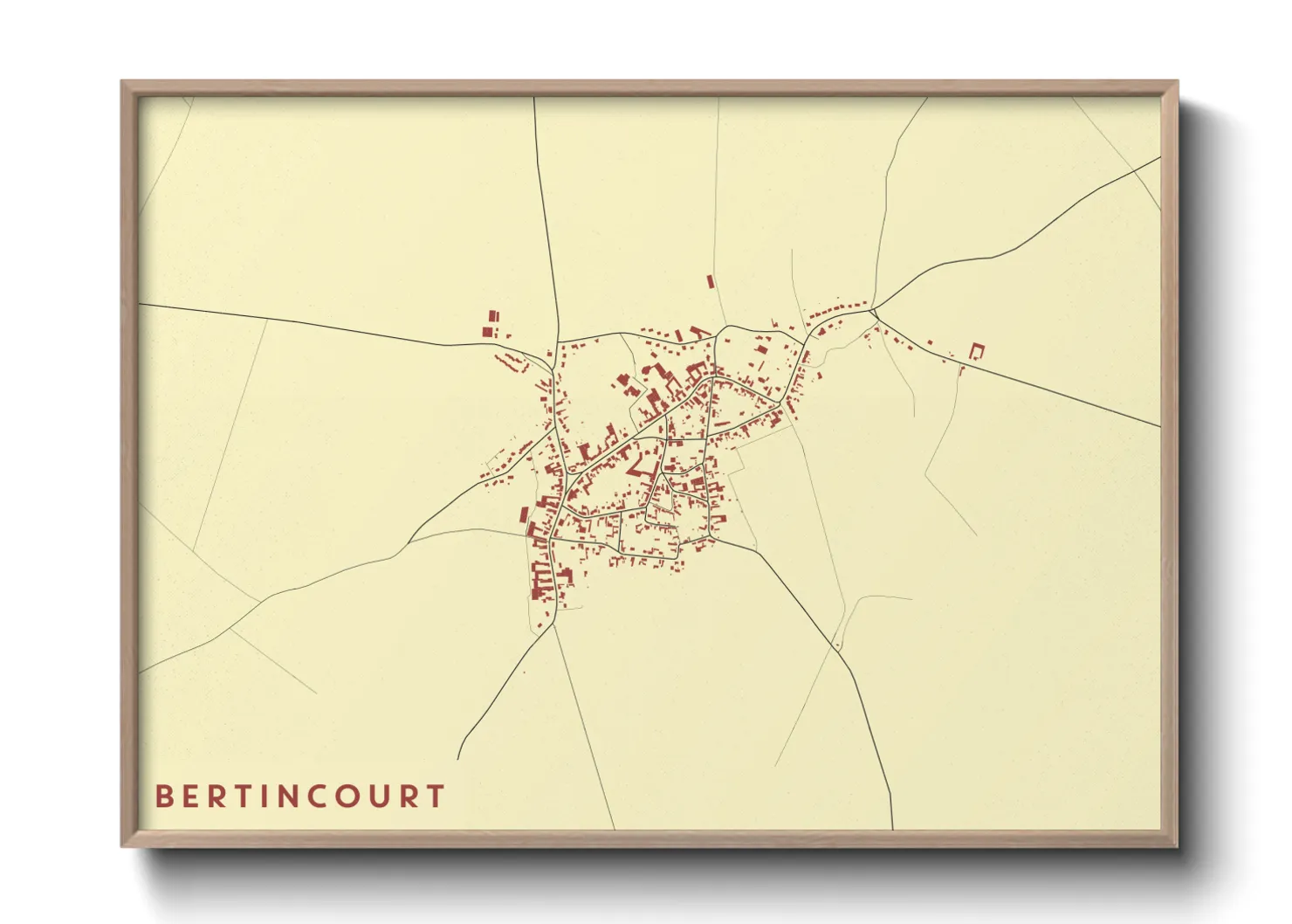 Une affiche de carte sur Bertincourt
