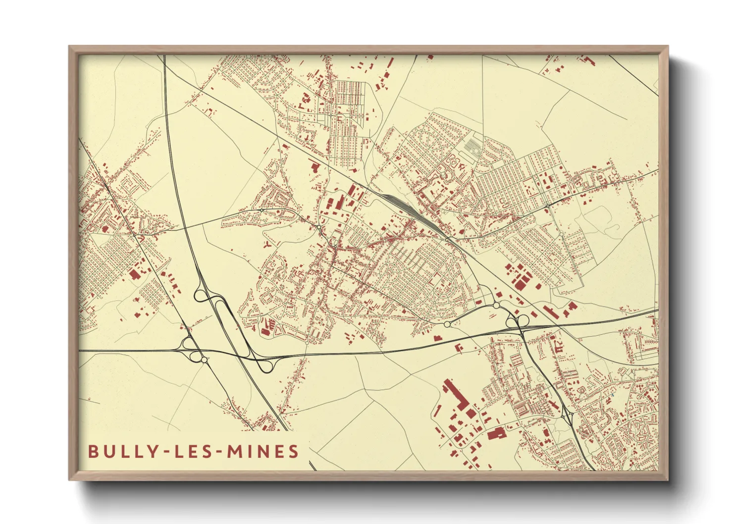Une affiche de carte sur Bully-les-Mines