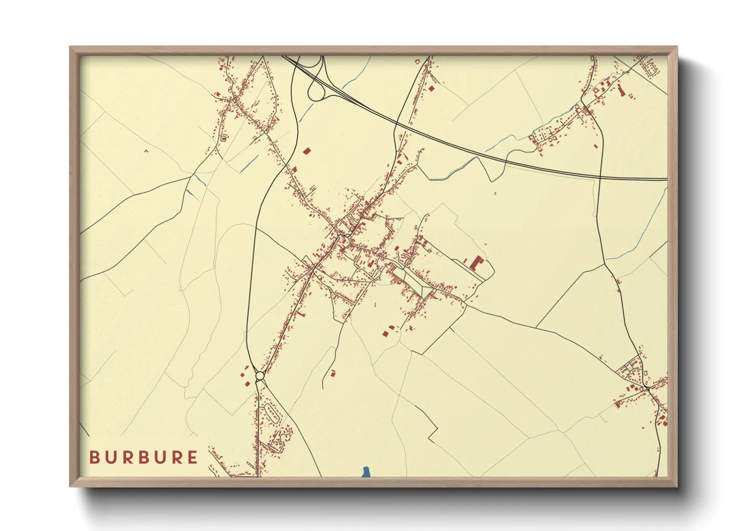 Une affiche de carte sur Burbure