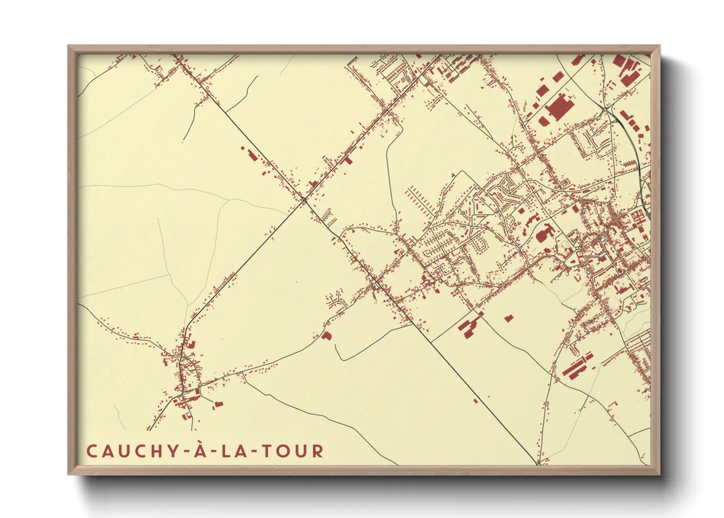 Une affiche de carte sur Cauchy-à-la-Tour