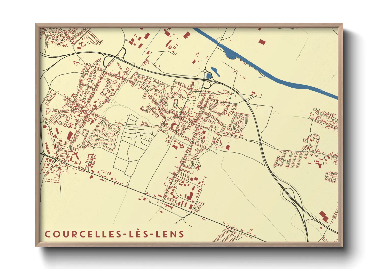 Une affiche de carte sur Courcelles-lès-Lens