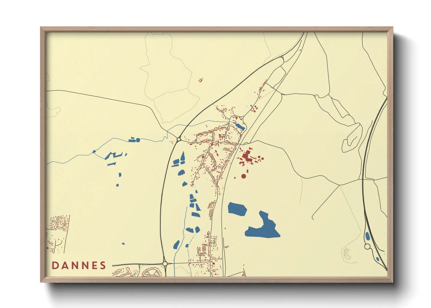 Une affiche de carte sur Dannes