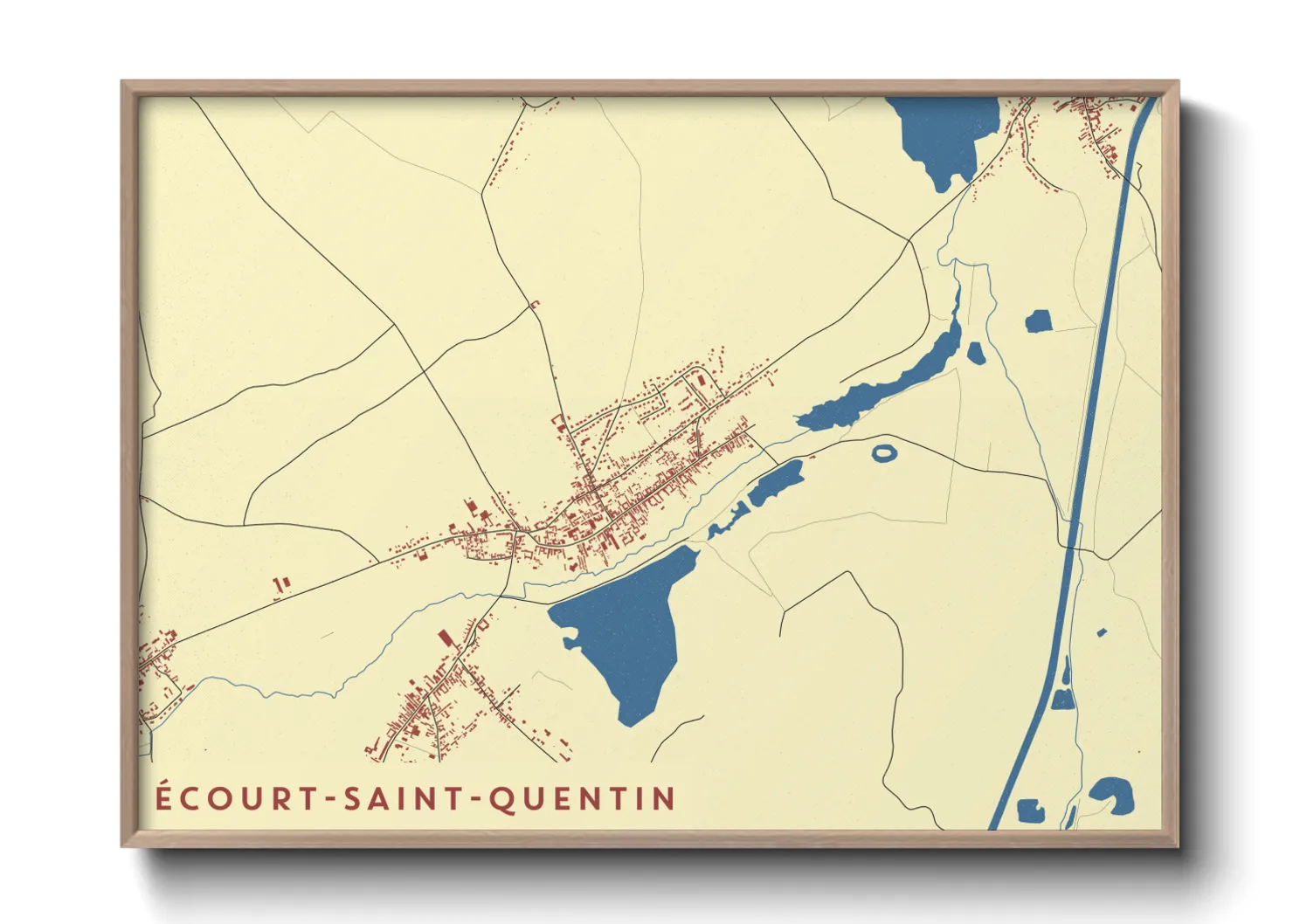 Une affiche de carte sur Écourt-Saint-Quentin