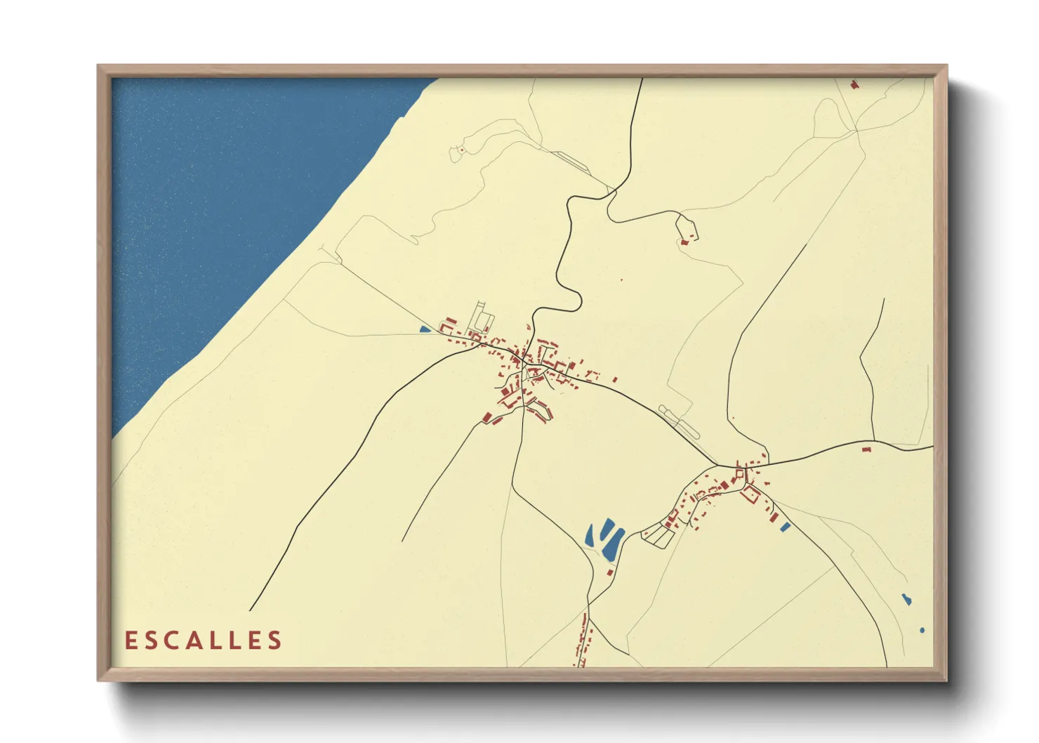 Une affiche de carte sur Escalles
