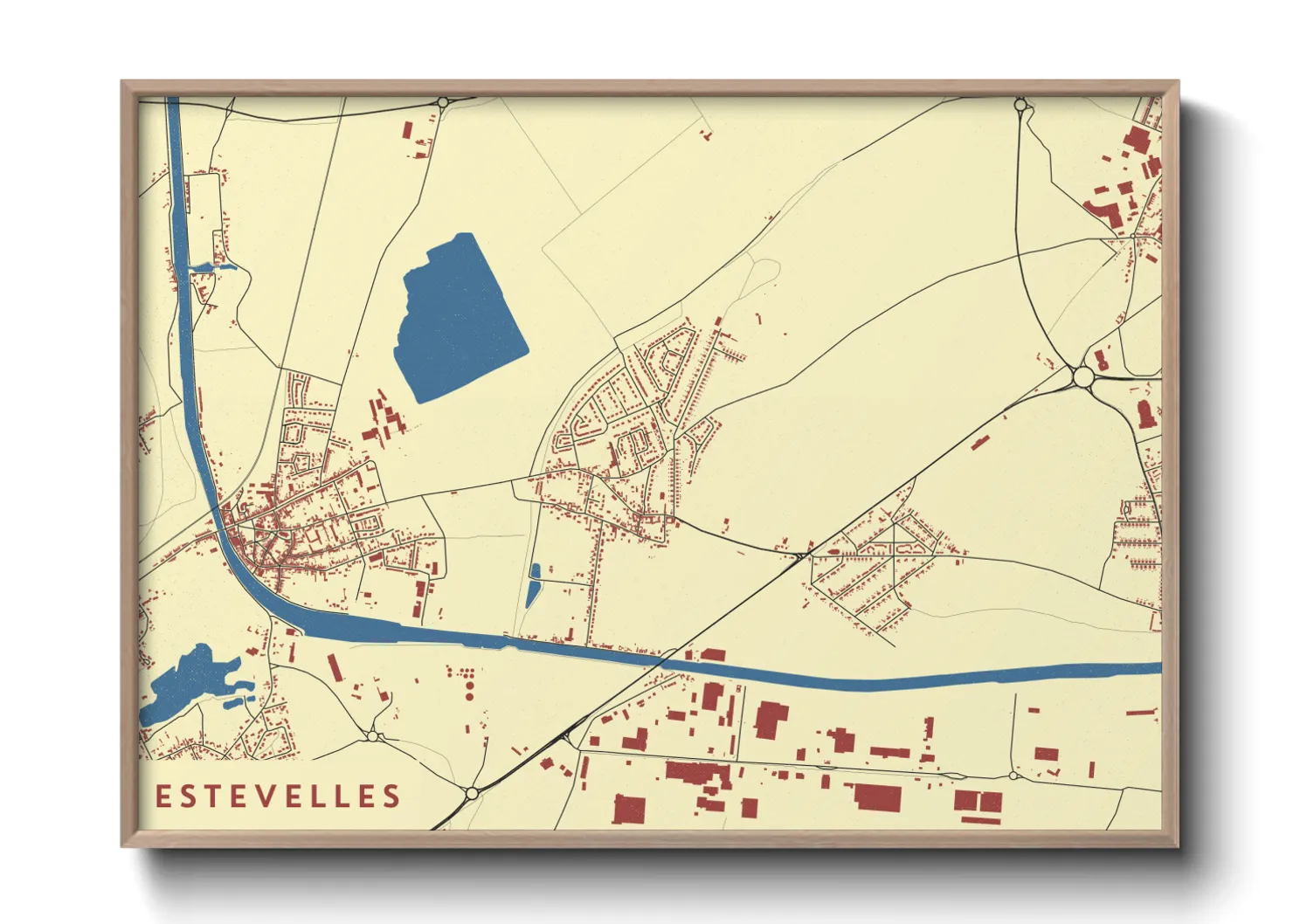 Une affiche de carte sur Estevelles