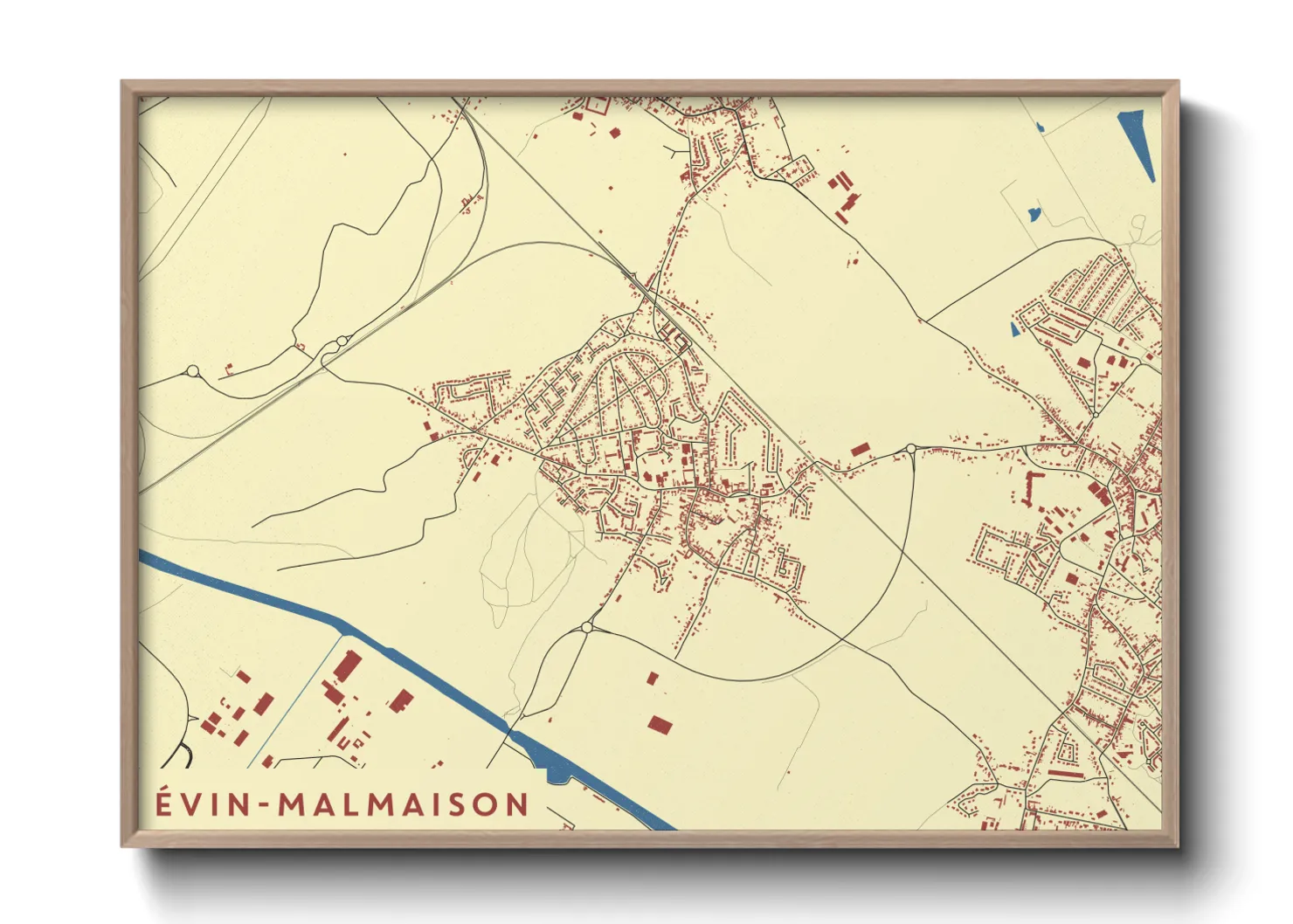 Une affiche de carte sur Évin-Malmaison