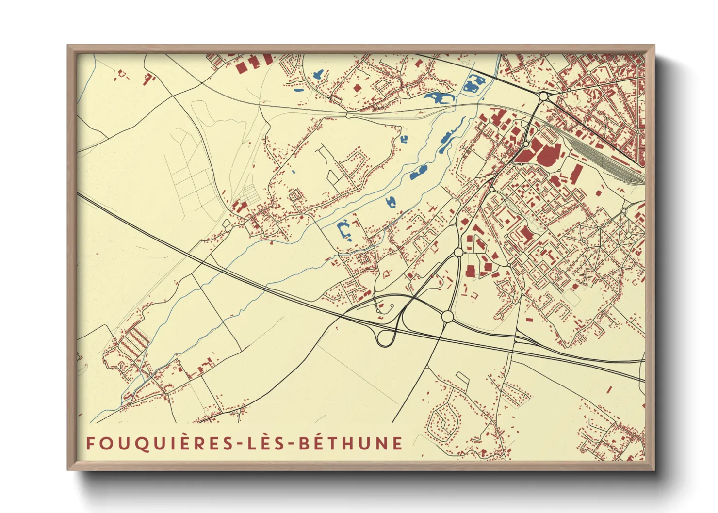 Une affiche de carte sur Fouquières-lès-Béthune
