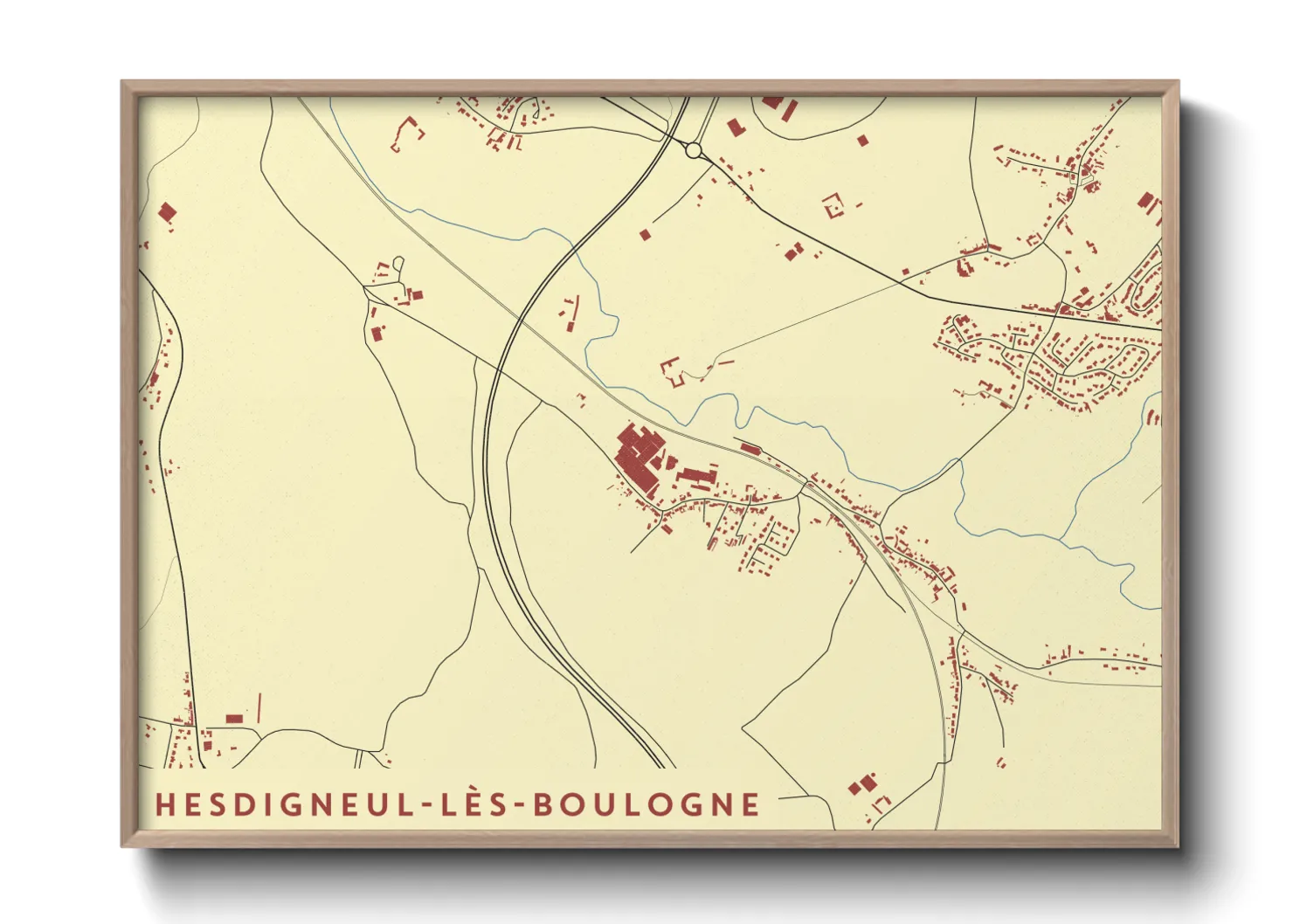 Une affiche de carte sur Hesdigneul-lès-Boulogne