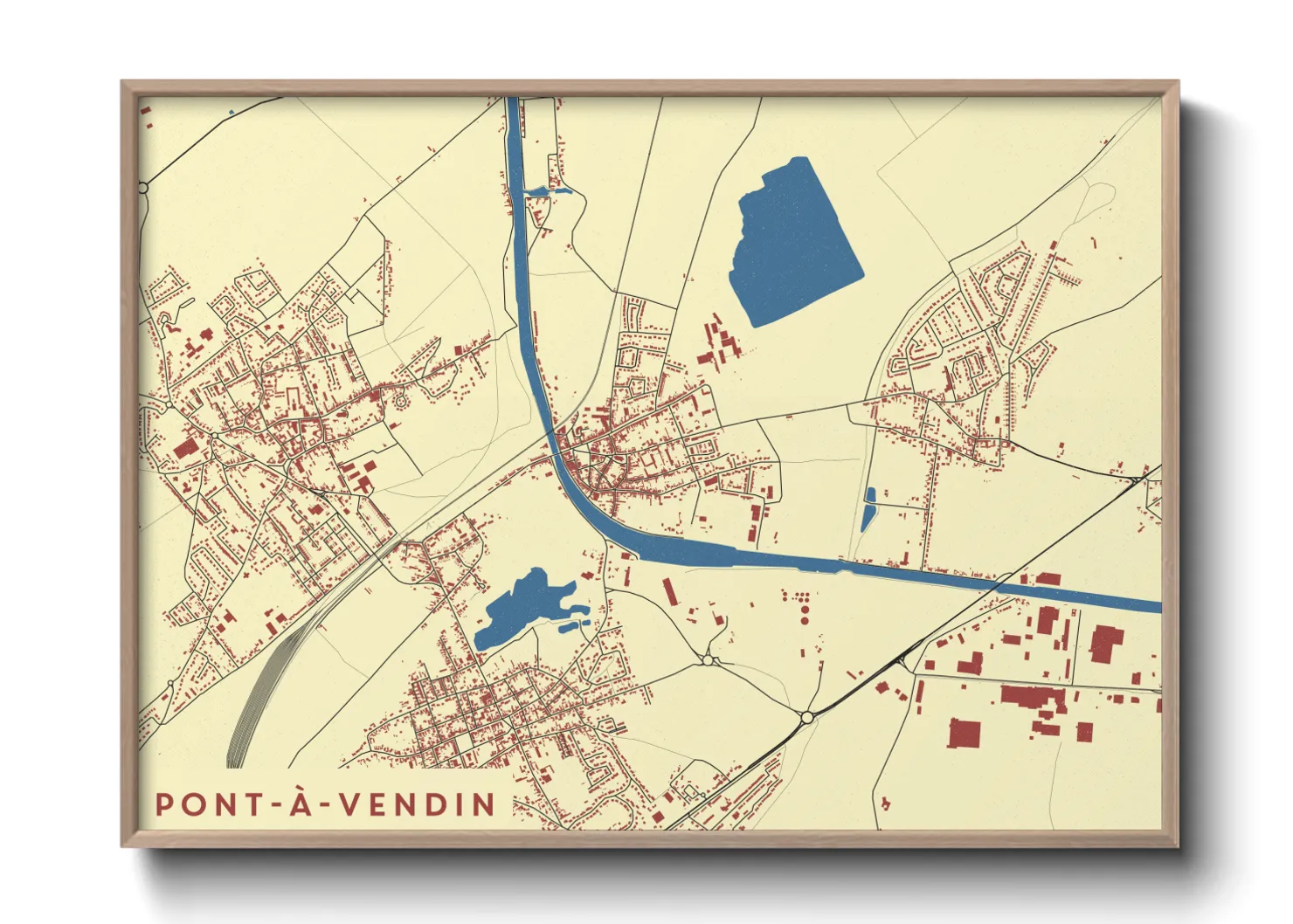 Une affiche de carte sur Pont-à-Vendin