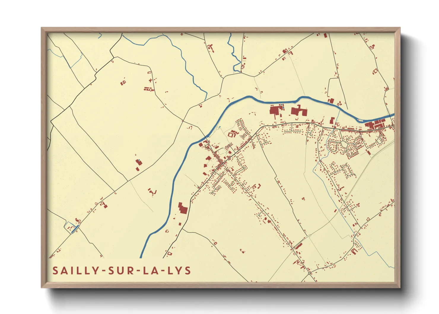 Une affiche de carte sur Sailly-sur-la-Lys