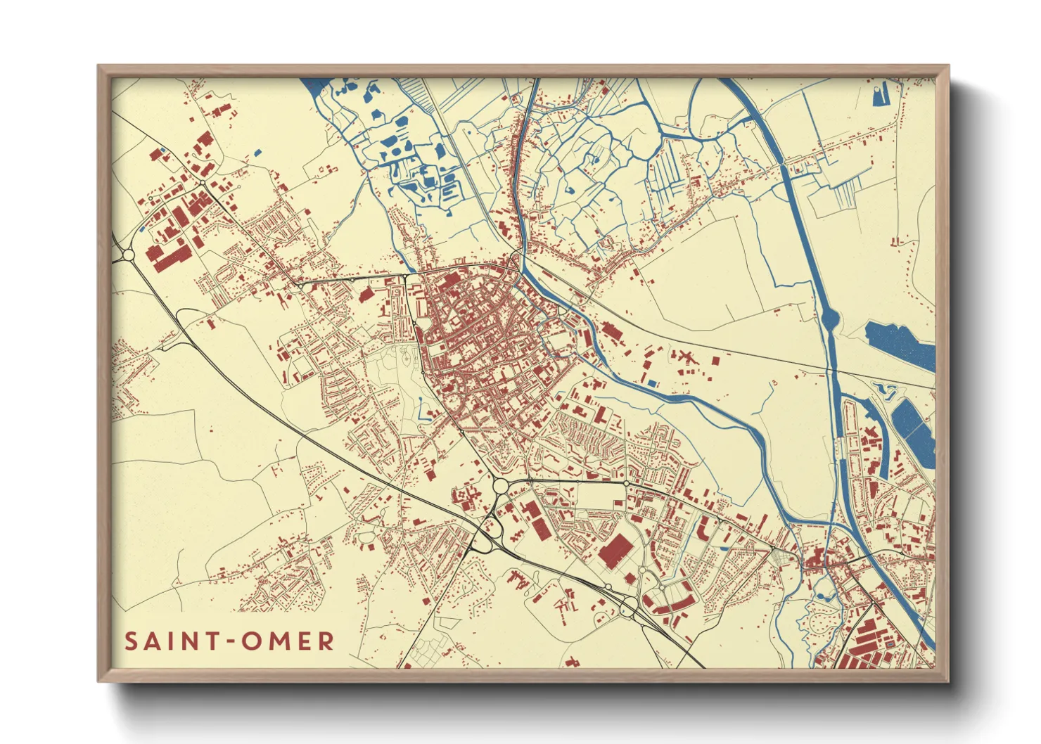 Une affiche de carte sur Saint-Omer