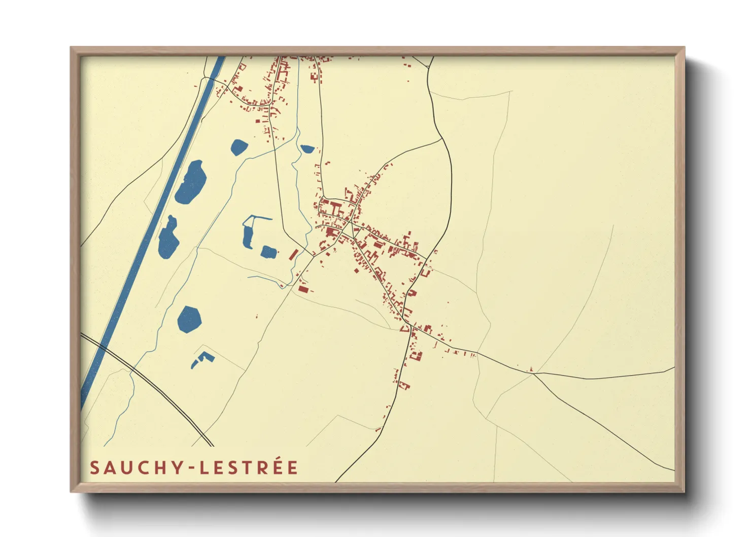 Une affiche de carte sur Sauchy-Lestrée