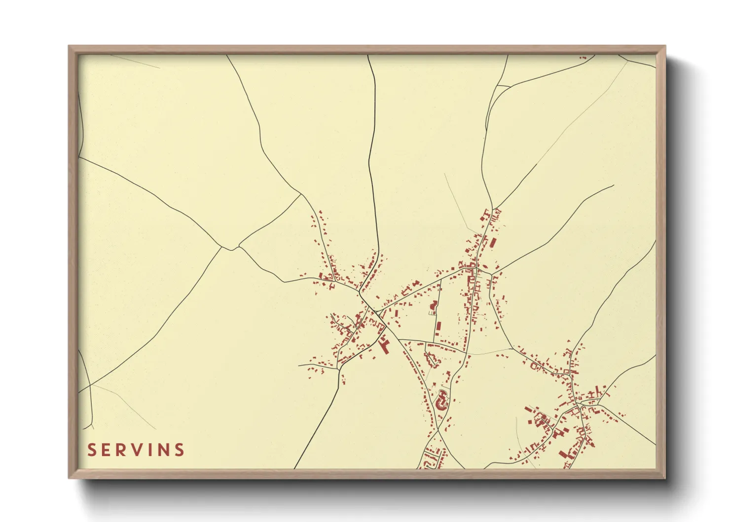 Une affiche de carte sur Servins